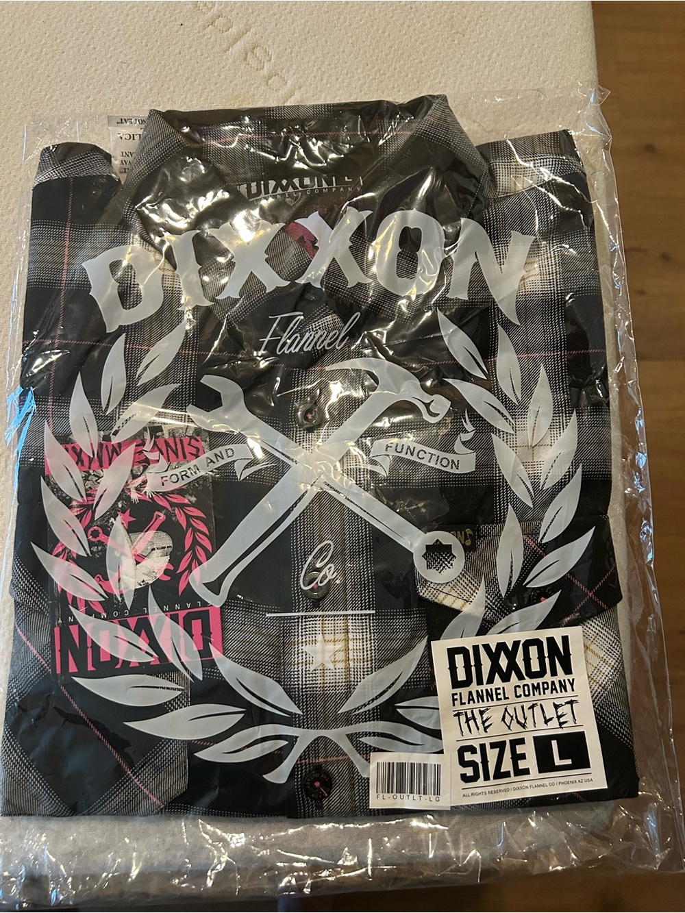 DIXXON Black Plaid Flannel Shirt with Pink Accent
